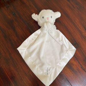 Baby Aspen Blessings Prayer Lamb Lovey Security Blanket Satin Trim EUC
